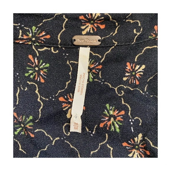 Free People Romper Women's Medium Debby Dot Black Floral Hippie Boho Cottage - Picture 8 of 9